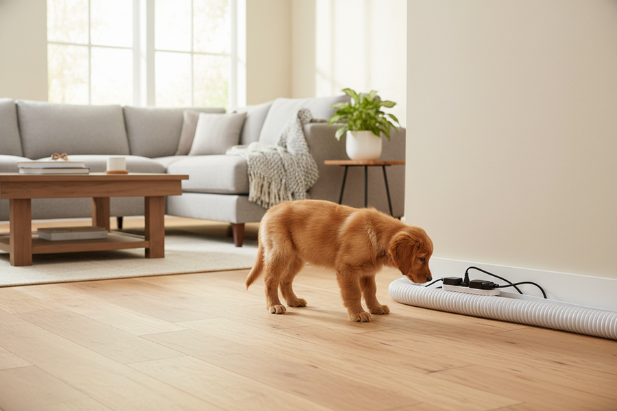 Puppy chewing cords prevention