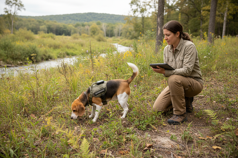 How Are Conservation Detection Dogs Trained to Locate Invasive Plant Species Without Disturbing Native Ecosystems?