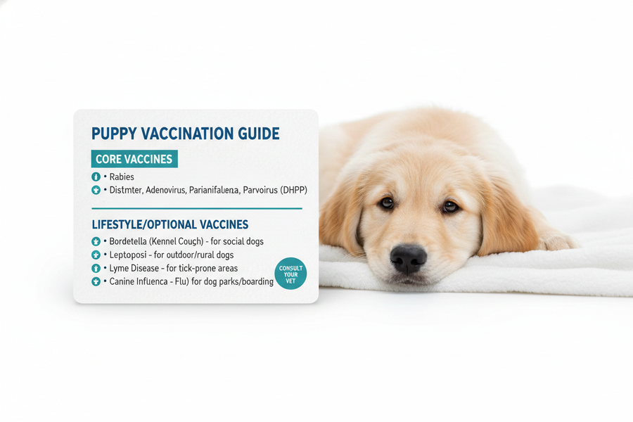 Puppy vaccination schedule decision graphic for low-exposure homes