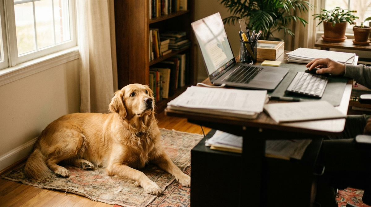 How Do Dogs Handle the Shift Between Focused Work Hours and Sudden Availability?
