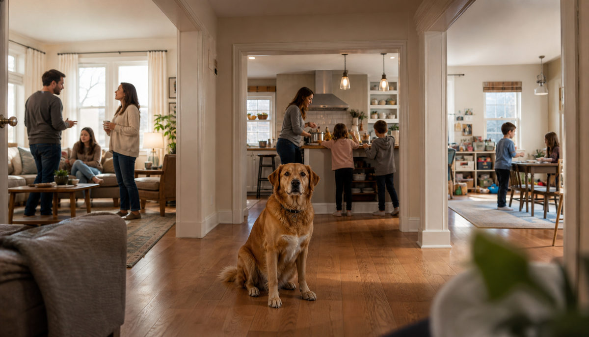 What Makes a Dog Comfortable in Homes With Many Voices, Many Rooms, and Constant Transitions?