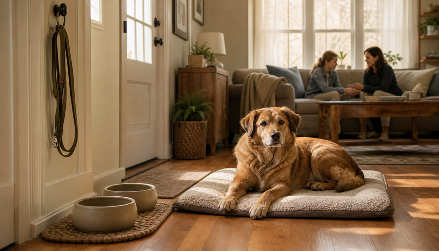 Routine-sensitive dog thriving with predictable daily structure