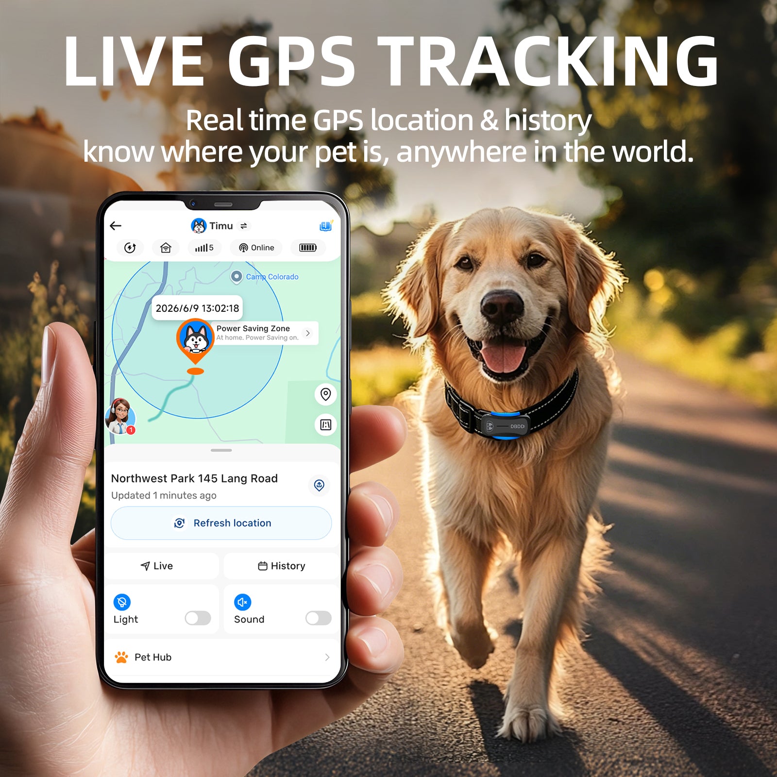 GPS Tracker for Dogs with 36 Month Subscription, Real-Time Location, Electronic Fence, Health Monitoring, Waterproof, for Medium Large Dogs, iOS Android