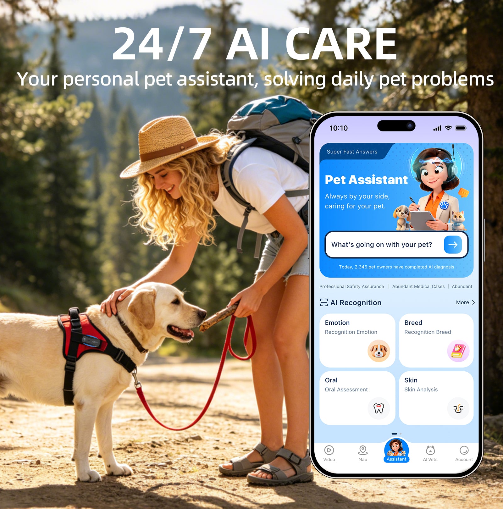 GPS Tracker for Dogs with 36 Month Subscription, Real-Time Location, Electronic Fence, Health Monitoring, Waterproof, for Medium Large Dogs, iOS Android